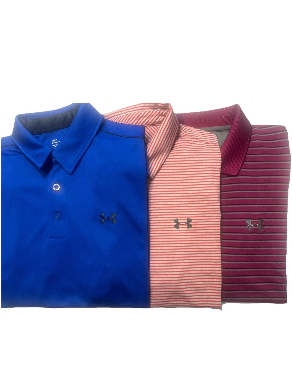 Lot of 3 Under Armour Loose Heat Gear Men’s polo shirts L Short Sleeve